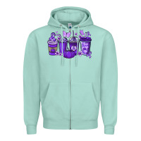 Seafoam Cancer coffee cups purple ribbon Zipper Hoodie - NancyCooperArtShop