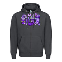 Smoke Cancer coffee cups purple ribbon Zipper Hoodie - NancyCooperArtShop
