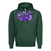 Sports Green Cancer coffee cups purple ribbon Zipper Hoodie - NancyCooperArtShop