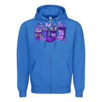 True Royal Cancer coffee cups purple ribbon Zipper Hoodie - NancyCooperArtShop