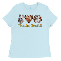 Baby Blue peace love baseball Ladies Tee - RanaPortraitStore