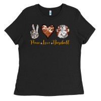 Black peace love baseball Ladies Tee - RanaPortraitStore
