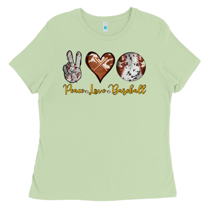 Peace Love Baseball Ladies Tee by RanaPortraitStore | Teevron