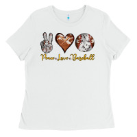 White peace love baseball Ladies Tee - RanaPortraitStore
