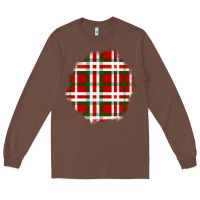 Chestnut Christmas Tartan Patch Long Sleeve Tee - BundleAndBundleShop