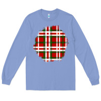 Colony Blue Christmas Tartan Patch Long Sleeve Tee - BundleAndBundleShop