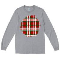 Heather Grey Christmas Tartan Patch Long Sleeve Tee - BundleAndBundleShop