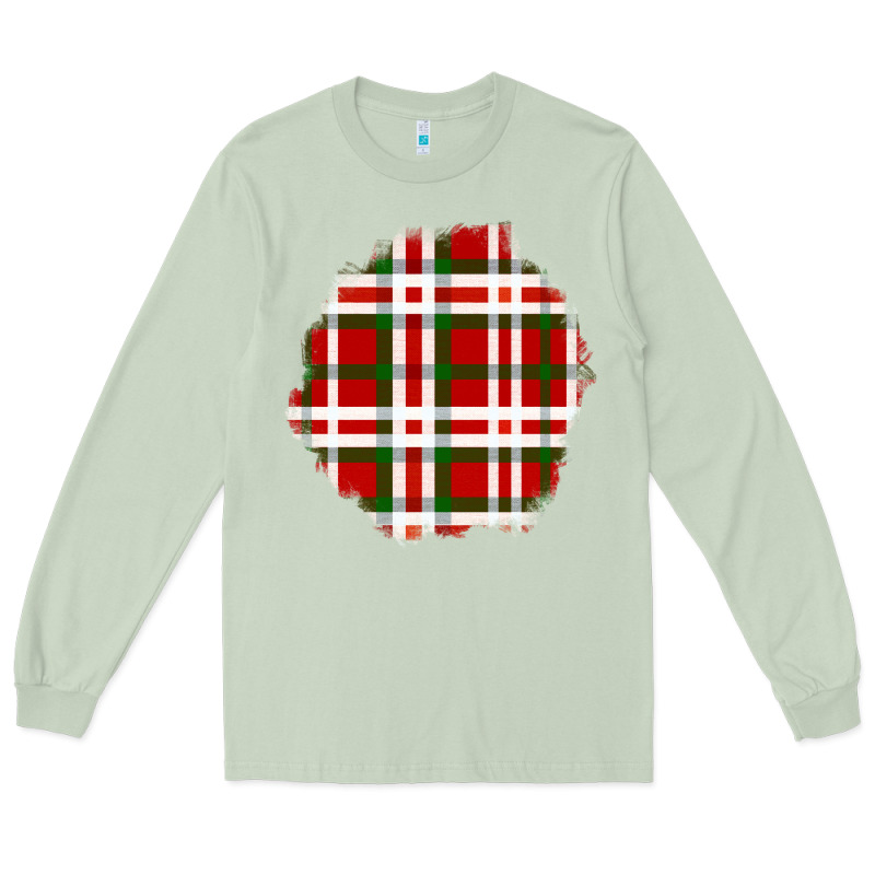 Christmas Tartan Patch Long Sleeve Tee by BundleAndBundleShop | Teevron