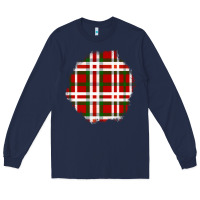 Navy Christmas Tartan Patch Long Sleeve Tee - BundleAndBundleShop