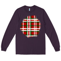 Plum Christmas Tartan Patch Long Sleeve Tee - BundleAndBundleShop