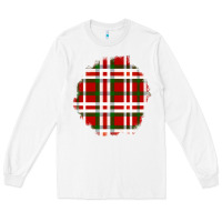 White Christmas Tartan Patch Long Sleeve Tee - BundleAndBundleShop