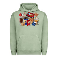 Pigment Oil Green postal worker coffee cups Urban Hoodie - FaDigitalArtStudio