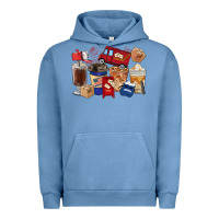 Pigment Pebble Blue postal worker coffee cups Urban Hoodie - FaDigitalArtStudio