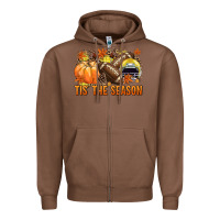Chestnut Tis' the season Football yellow helmet Zipper Hoodie - NancyCooperArtShop