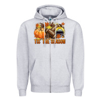 Heather Grey Tis' the season Football yellow helmet Zipper Hoodie - NancyCooperArtShop