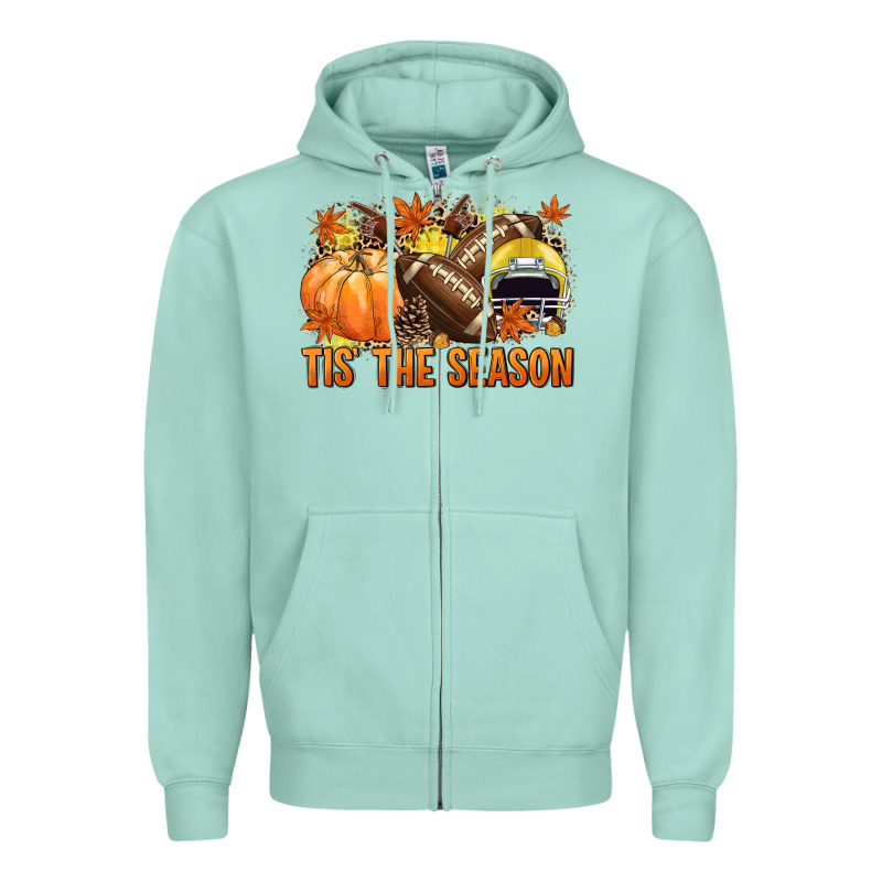 Tis' The Season Football Yellow Helmet Zipper Hoodie by NancyCooperArtShop | Teevron