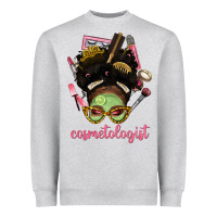 Heather Grey Afro Messy Bun Cosmetologist Heavyweight Sweatshirt - BundleAndBundleShop