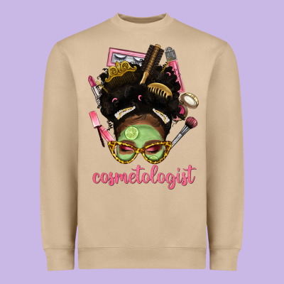 Afro Messy Bun Cosmetologist Heavyweight Sweatshirt Designed By Bundleandbundleshop