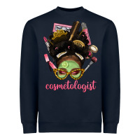 Navy Afro Messy Bun Cosmetologist Heavyweight Sweatshirt - BundleAndBundleShop