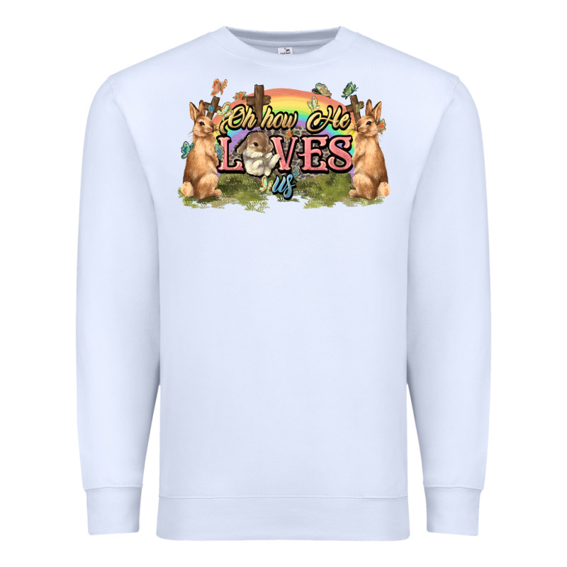 Oh How He Loves Us Cross Easter Day Premium Sweatshirt by HowdyJamesFarm | Teevron