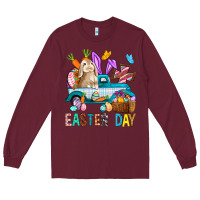 Burgundy Easter Day With Truck Long Sleeve Tee - BundleAndBundleShop