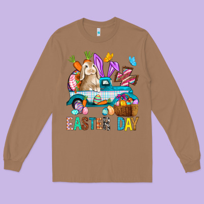 Easter Day With Truck Long Sleeve Tee Designed By Bundleandbundleshop