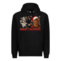 Black merry christmas heifer cow gnomies Premium Hoodie - CowGirlArtShop
