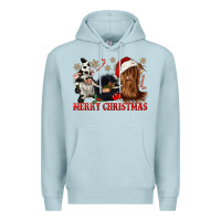 Blue Mist merry christmas heifer cow gnomies Premium Hoodie - CowGirlArtShop