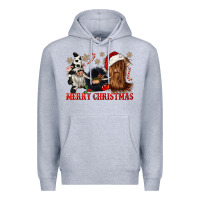 Heather Grey merry christmas heifer cow gnomies Premium Hoodie - CowGirlArtShop