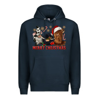 Navy merry christmas heifer cow gnomies Premium Hoodie - CowGirlArtShop
