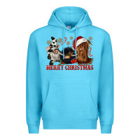 Ocean Blue merry christmas heifer cow gnomies Premium Hoodie - CowGirlArtShop