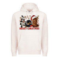 Pale Pink merry christmas heifer cow gnomies Premium Hoodie - CowGirlArtShop