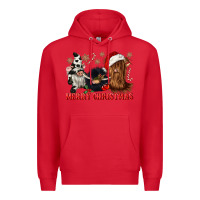 Red merry christmas heifer cow gnomies Premium Hoodie - CowGirlArtShop