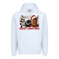 White merry christmas heifer cow gnomies Premium Hoodie - CowGirlArtShop