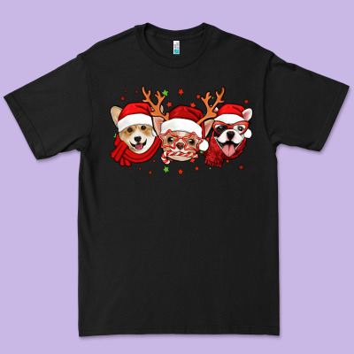 Christmas Dogs Corgi Chihuahua Frenchie Premium Tee Designed By Jasminsmagicworld