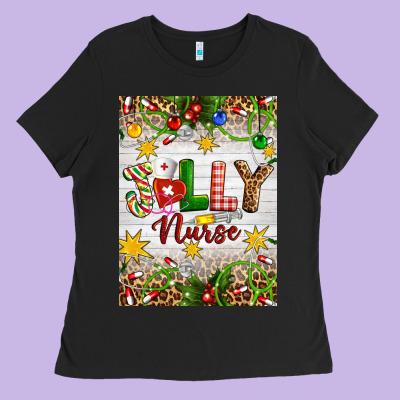 Christmas Jolly Nurse Ladies Tee Designed By Artiststas
