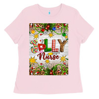 Bubblegum Pink Christmas Jolly Nurse Ladies Tee - Artiststas