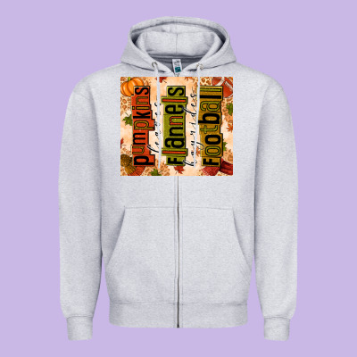 Pumpkins Leaves Flannels Hayrides Football Zipper Hoodie Designed By Texasbilliewilder