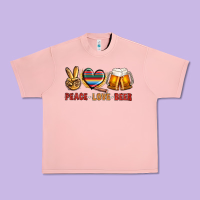 Peace Love Beer Urban Heavy Tee Designed By Nancycooperartshop