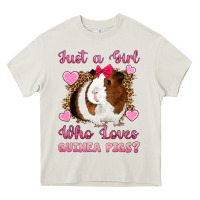 Cream Just A Girl Love Who Loves Guinea Pigs Heavy Core Tee - Artiststas