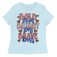 Baby Blue bold stripes bright stars brave hearts Ladies Tee - JahusDesignShop