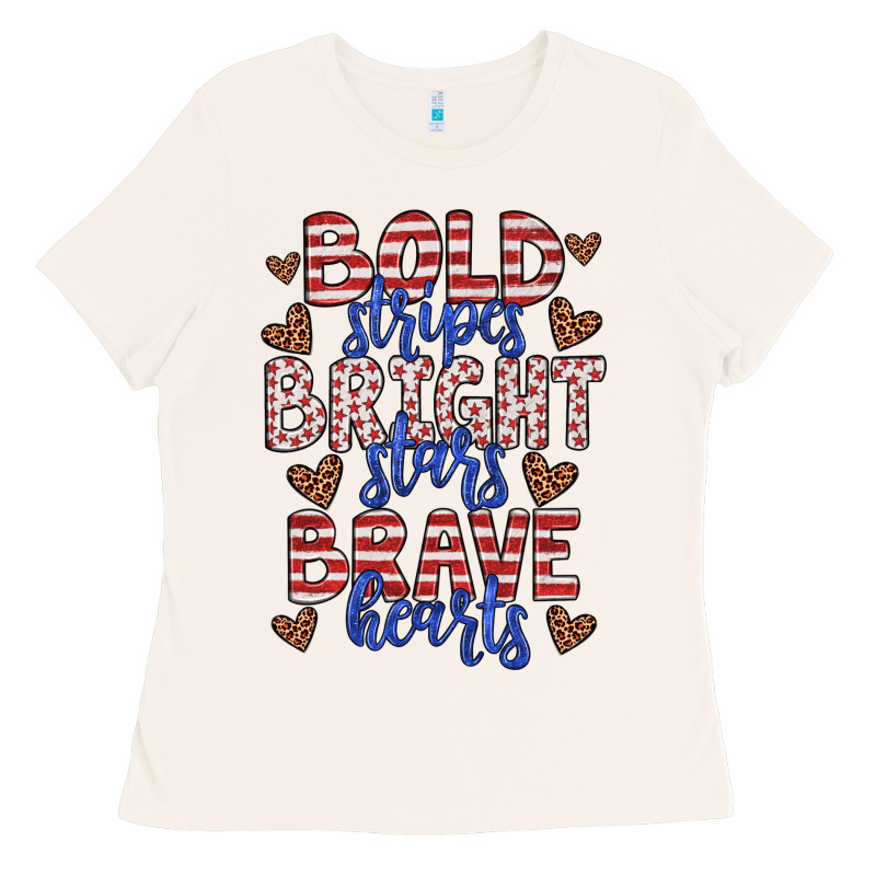 Bold Stripes Bright Stars Brave Hearts Ladies Tee by JahusDesignShop | Teevron