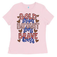 Bubblegum Pink bold stripes bright stars brave hearts Ladies Tee - JahusDesignShop