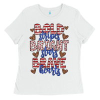 White bold stripes bright stars brave hearts Ladies Tee - JahusDesignShop