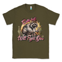 Army Green cute but will fight you racoon western Classic Tee - NancyCooperArtShop