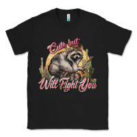 Black cute but will fight you racoon western Classic Tee - NancyCooperArtShop