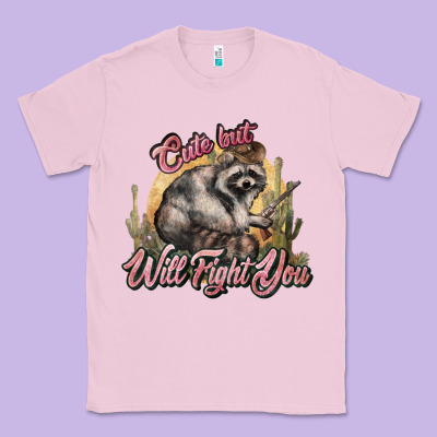Cute But Will Fight You Racoon Western Classic Tee Designed By Nancycooperartshop