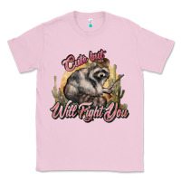 Bubblegum Pink cute but will fight you racoon western Classic Tee - NancyCooperArtShop
