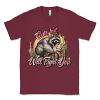 Burgundy cute but will fight you racoon western Classic Tee - NancyCooperArtShop
