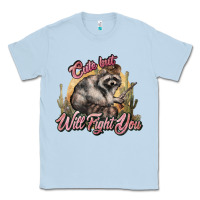 Dusty Blue cute but will fight you racoon western Classic Tee - NancyCooperArtShop